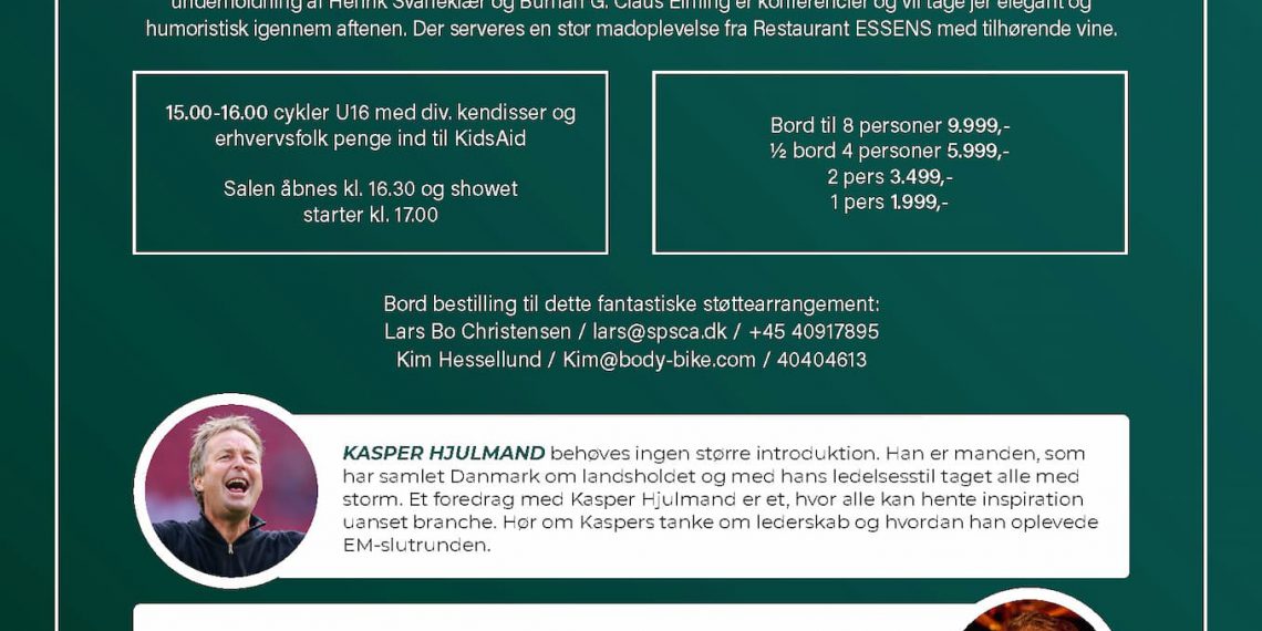 Kasper Hjulmand med flere i Arena Nord: Børn hjælper børn for KidsAid