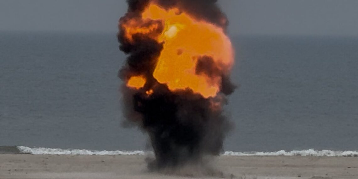 Derfor det høje brag over Grønhøj onsdag morgen: Intakt granat fra 2. verdenskrig sprængt på stranden